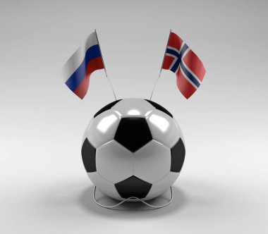 Rusya - Norveç Futbol Bayrakları, Beyaz Arkaplan - 3D Render