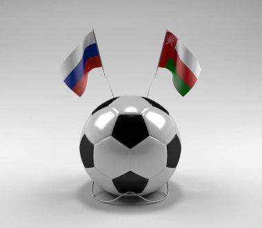 Rusya - Umman Futbol Bayrakları, Beyaz Arkaplan - 3D Render