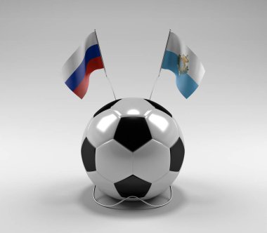 Rusya - San-Marino Futbol Bayrakları, Beyaz Arkaplan - 3D Render