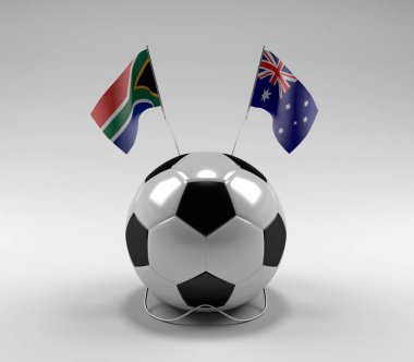 Güney Afrika - Avustralya Futbol Bayrakları, Beyaz Arkaplan - 3D Render