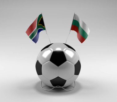 Güney Afrika - Bulgaristan Futbol Bayrakları, Beyaz Arkaplan - 3D Render
