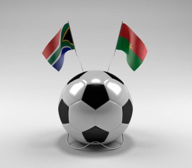 Güney Afrika - Burkina-Faso Futbol Bayrakları, Beyaz Arkaplan - 3D Render