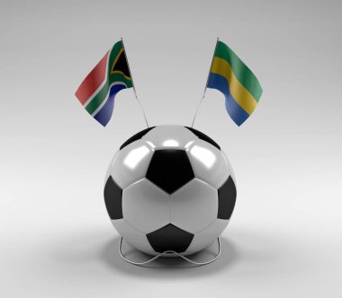 Güney Afrika - Gabon Futbol Bayrakları, Beyaz Arkaplan - 3D Render
