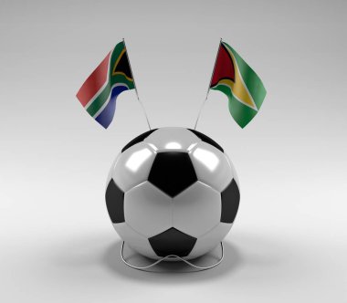 Güney Afrika - Guyana Futbol Bayrakları, Beyaz Arkaplan - 3D Render