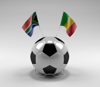 Güney Afrika - Mali Futbol Bayrakları, Beyaz Arkaplan - 3D Render