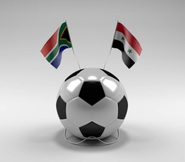 Güney Afrika - Suriye Futbol Bayrakları, Beyaz Arkaplan - 3D Render