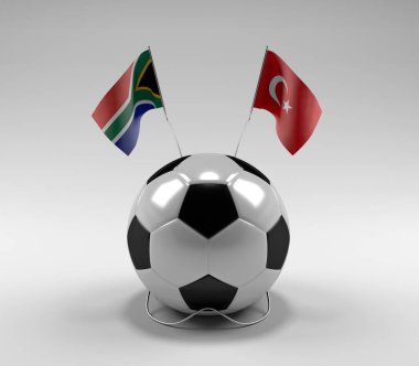 Güney Afrika - Türkiye Futbol Bayrakları, Beyaz Arkaplan - 3D Yapılandırma
