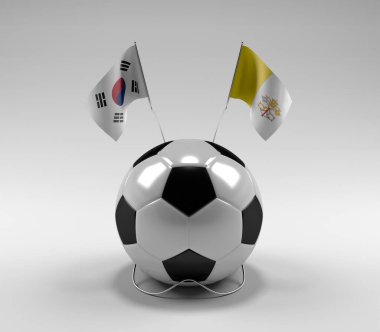 Güney Kore - Vatikan-Şehir Futbol Bayrakları, Beyaz Arkaplan - 3D Render