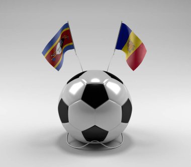 Svaziland - Andorra Futbol Bayrakları, Beyaz Arkaplan - 3D Render