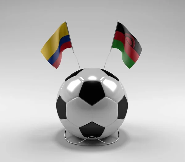 Colombia Malawi Voetbal Vlaggen Witte Achtergrond Render — Stockfoto