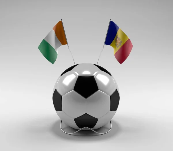 Elfenbenskusten Andorra Fotbollsflaggor Vit Bakgrund Render — Stockfoto