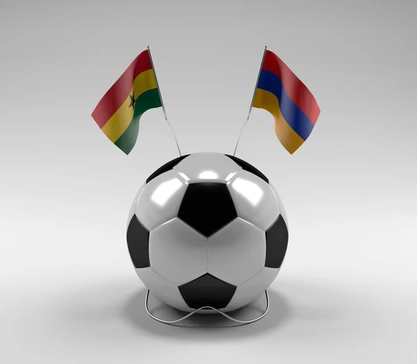 Ghana Arménské Fotbalové Vlajky Bílé Pozadí Vykreslování — Stock fotografie