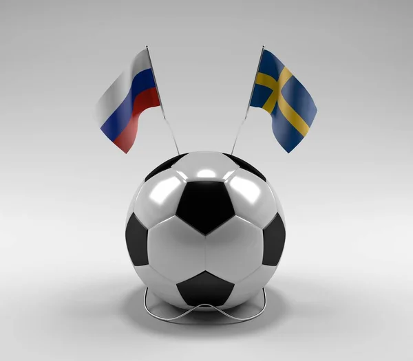 Russia Sweden Football Flags White Background Render — Stock Photo, Image