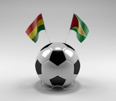 Bolivya - Guyana Futbol Bayrakları, Beyaz Arkaplan - 3D Render