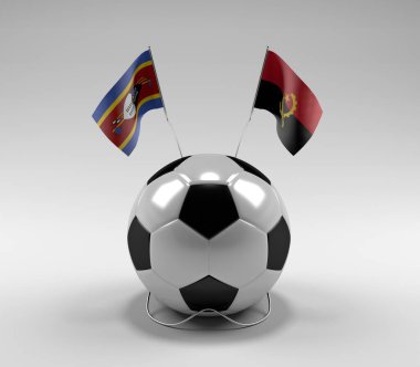 Svaziland - Angola Futbol Bayrakları, Beyaz Arkaplan - 3D Render