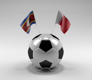 Svaziland - Bahreyn Futbol Bayrakları, Beyaz Arkaplan - 3D Render