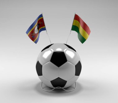Svaziland - Bolivya Futbol Bayrakları, Beyaz Arkaplan - 3D Render