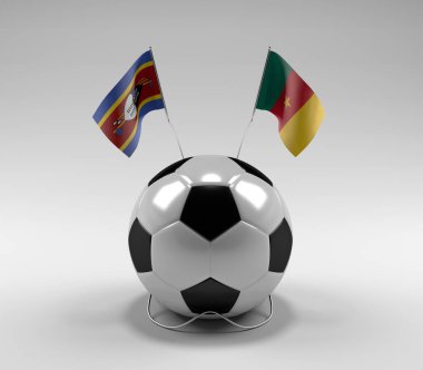 Svaziland - Kamerun Futbol Bayrakları, Beyaz Arkaplan - 3D Render