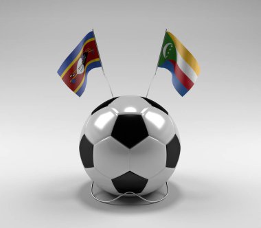 Svaziland - Komoros Futbol Bayrakları, Beyaz Arkaplan - 3D Render