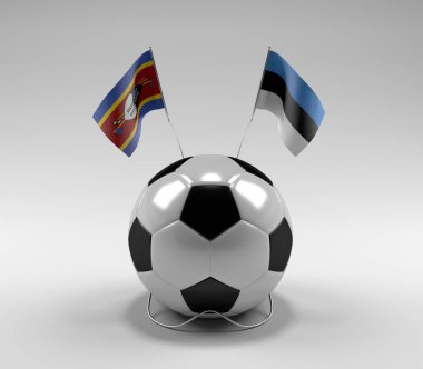 Svaziland - Estonya Futbol Bayrakları, Beyaz Arkaplan - 3D Render