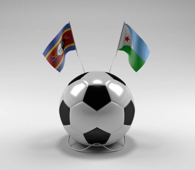 Svaziland - Cibuti Futbol Bayrakları, Beyaz Arkaplan - 3D Render