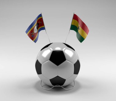 Svaziland - Gana Futbol Bayrakları, Beyaz Arkaplan - 3D Render