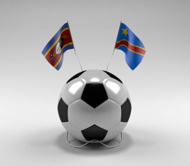 Svaziland - Kongo Demokratik Cumhuriyeti Futbol Bayrakları, Beyaz Arkaplan - 3D Render