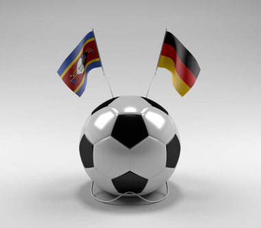 Svaziland - Almanya Futbol Bayrakları, Beyaz Arkaplan - 3D Render