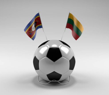 Svaziland - Litvanya Futbol Bayrakları, Beyaz Arkaplan - 3D Render