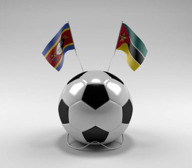 Svaziland - Mozambik Futbol Bayrakları, Beyaz Arkaplan - 3D Render