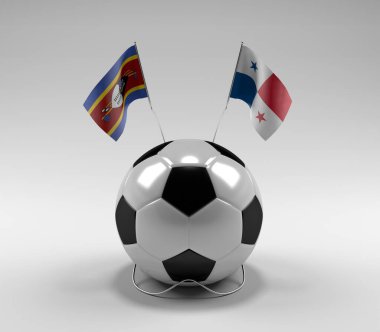 Svaziland - Panama Futbol Bayrakları, Beyaz Arkaplan - 3D Render