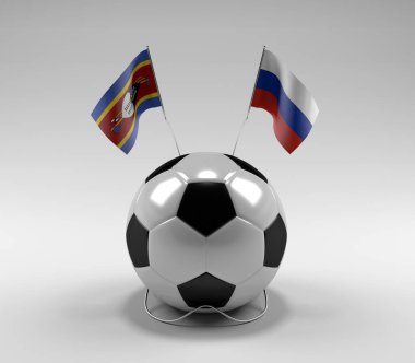 Svaziland - Rusya Futbol Bayrakları, Beyaz Arkaplan - 3D Render