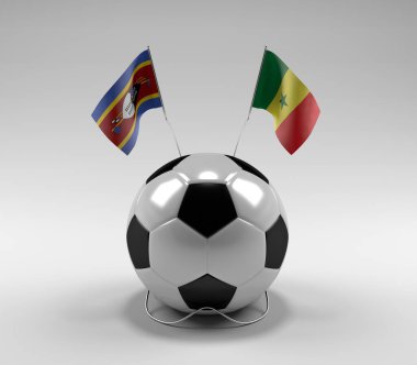 Svaziland - Senegal Futbol Bayrakları, Beyaz Arkaplan - 3D Render