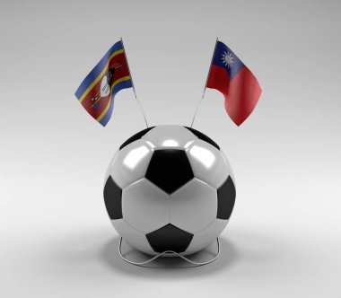 Svaziland - Tayvan Futbol Bayrakları, Beyaz Arkaplan - 3D Render