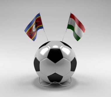 Svaziland - Tacikistan Futbol Bayrakları, Beyaz Arkaplan - 3D Render