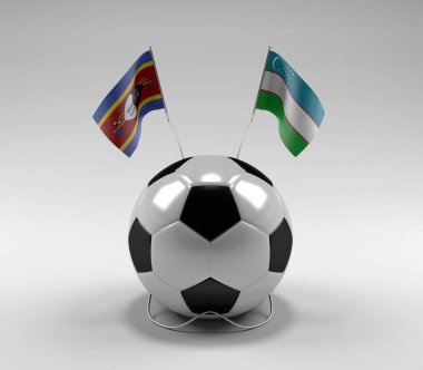Svaziland - Özbekistan Futbol Bayrakları, Beyaz Arkaplan - 3D Render