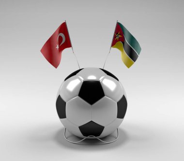 Türkiye - Mozambik Futbol Bayrakları, Beyaz Arkaplan - 3D Render