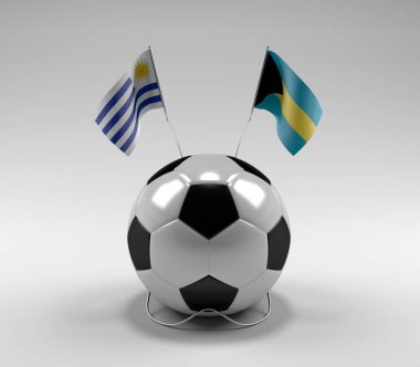 Uruguay - Bahamalar Futbol Bayrakları, Beyaz Arkaplan - 3D Render