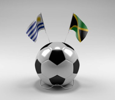 Uruguay - Jamaika Futbol Bayrakları, Beyaz Arkaplan - 3D Render