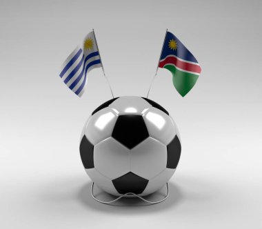 Uruguay - Namibya Futbol Bayrakları, Beyaz Arkaplan - 3D Render