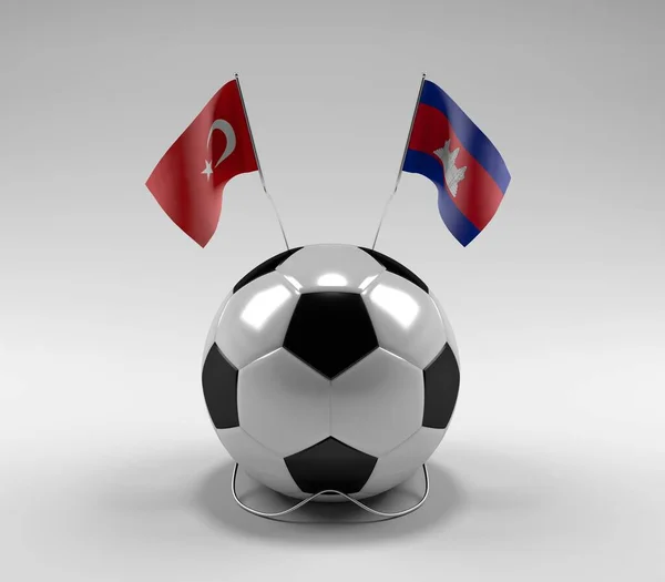 Turquie Drapeaux Football Cambodge Fond Blanc Render — Photo