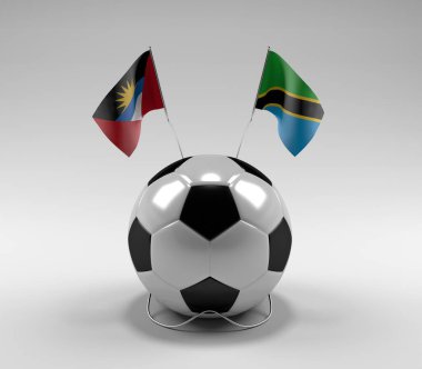 Antigua-and-Barbuda - Tanzania Football Flags, White Background - 3D Render