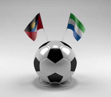 Antigua-ve-Barbuda - Sierra-Leone Futbol Bayrakları, Beyaz Arkaplan - 3D Render