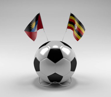 Antigua-ve-Barbuda - Uganda Futbol Bayrakları, Beyaz Arkaplan - 3D Render