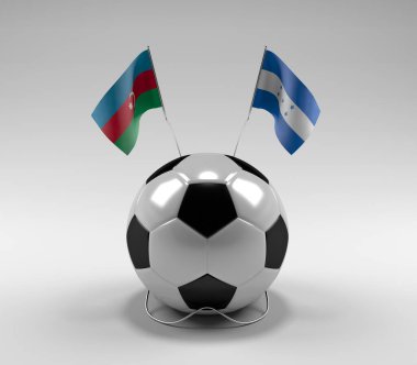 Azerbaycan - Honduras Futbol Bayrakları, Beyaz Arkaplan - 3D Render