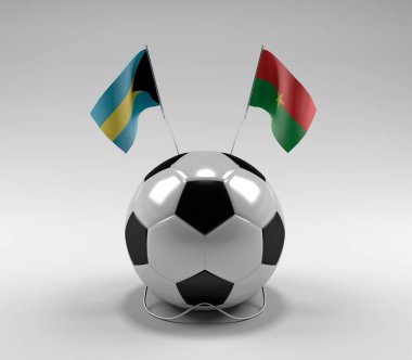 Bahamalar - Burkina-Faso Futbol Bayrakları, Beyaz Arkaplan - 3D Render