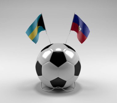 Bahamalar - Haiti Futbol Bayrakları, Beyaz Arkaplan - 3D Render