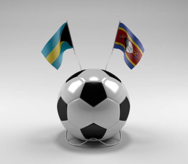 Bahamalar - Svaziland Futbol Bayrakları, Beyaz Arkaplan - 3D Render