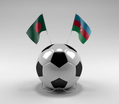 Bangladeş - Azerbaycan Futbol Bayrakları, Beyaz Arkaplan - 3D Render