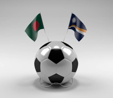 Bangladeş - Marshall Adaları Futbol Bayrakları, Beyaz Arkaplan - 3D Render